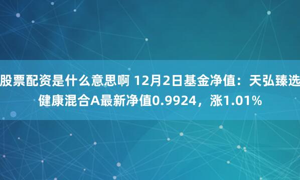 股票配资是什么意思啊 12月2日基金净值：天弘臻选健康混合A最新净值0.9924，涨1.01%