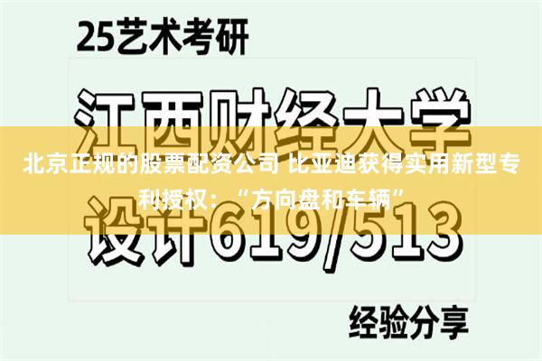 北京正规的股票配资公司 比亚迪获得实用新型专利授权：“方向盘和车辆”