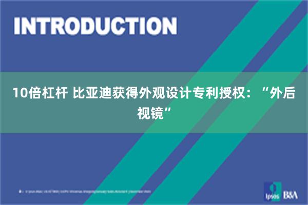 10倍杠杆 比亚迪获得外观设计专利授权：“外后视镜”