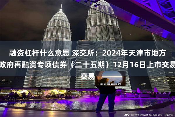 融资杠杆什么意思 深交所：2024年天津市地方政府再融资专项债券（二十五期）12月16日上市交易