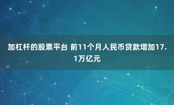 加杠杆的股票平台 前11个月人民币贷款增加17.1万亿元