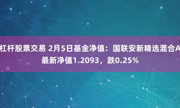 杠杆股票交易 2月5日基金净值：国联安新精选混合A最新净值1.2093，跌0.25%