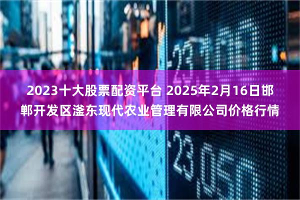 2023十大股票配资平台 2025年2月16日邯郸开发区滏东现代农业管理有限公司价格行情